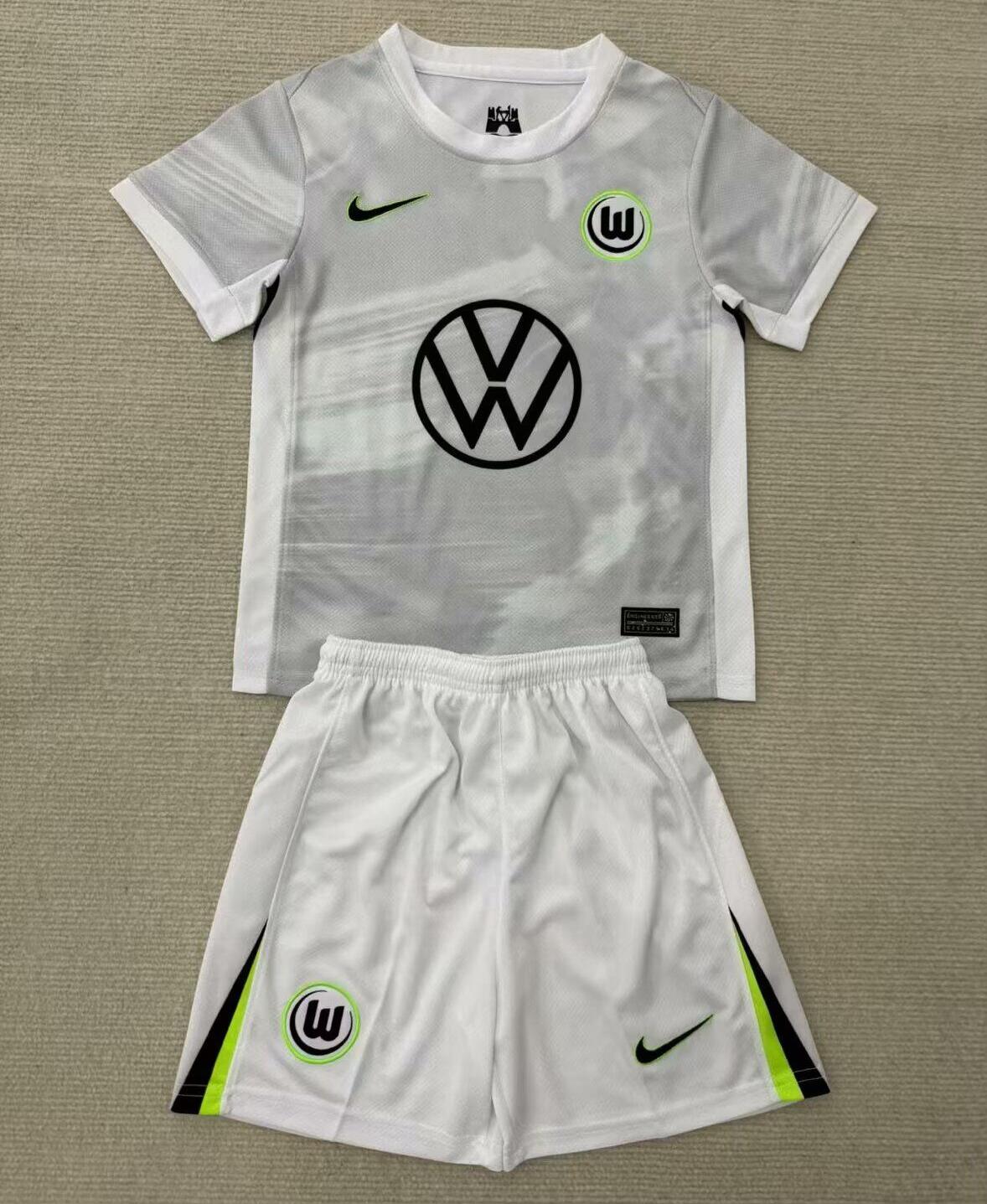 Kids-Wolfsburg 25/26 Away Grey Soccer Jersey